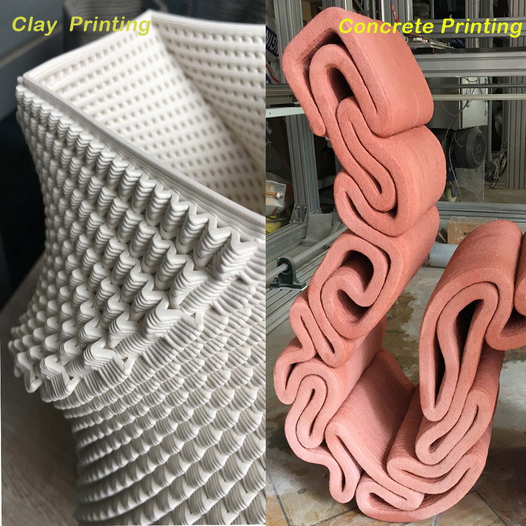 Clay printing vs Concrete printing comparison