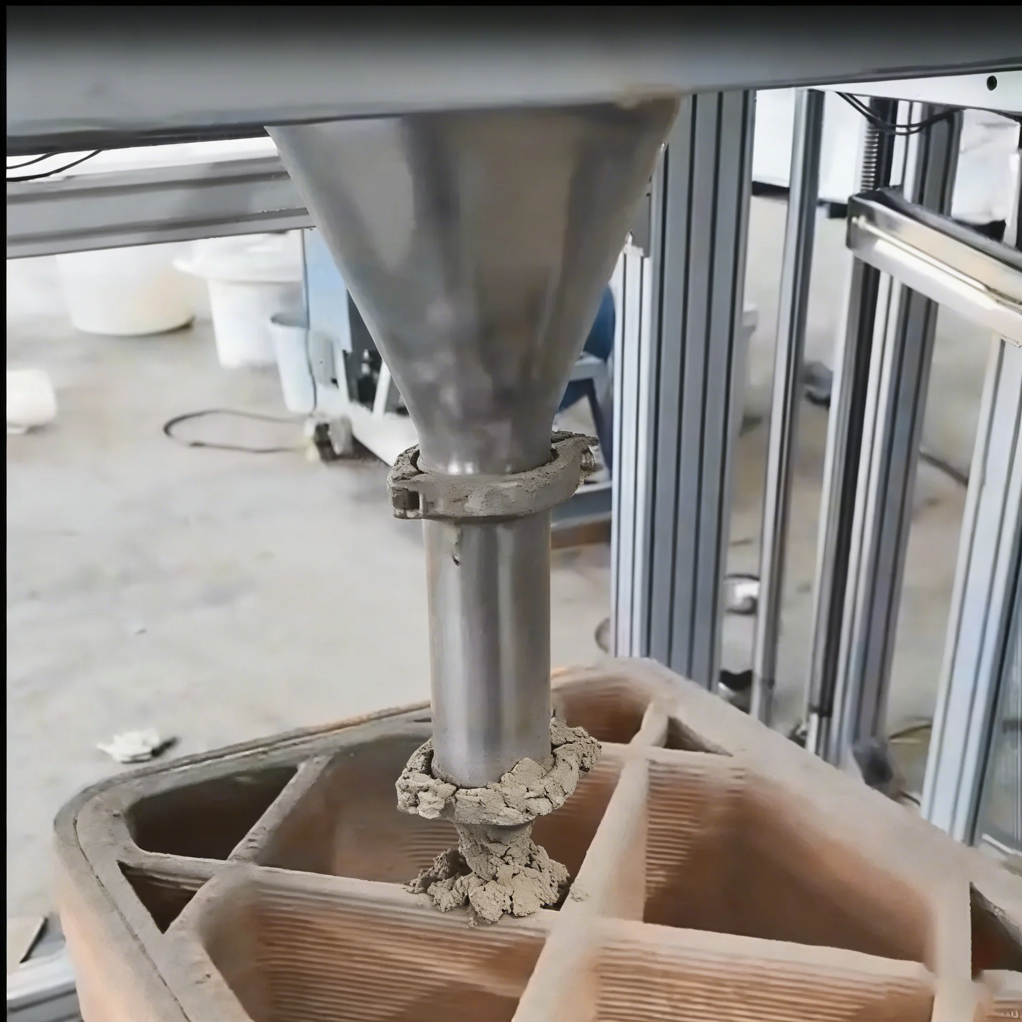Concrete extrusion blockage cleaning