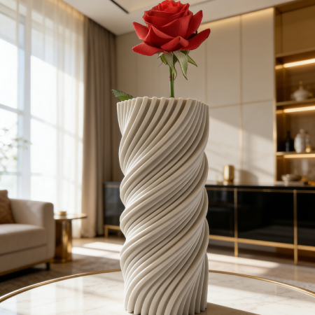 CV2601 White Swirl Ceramic Vase