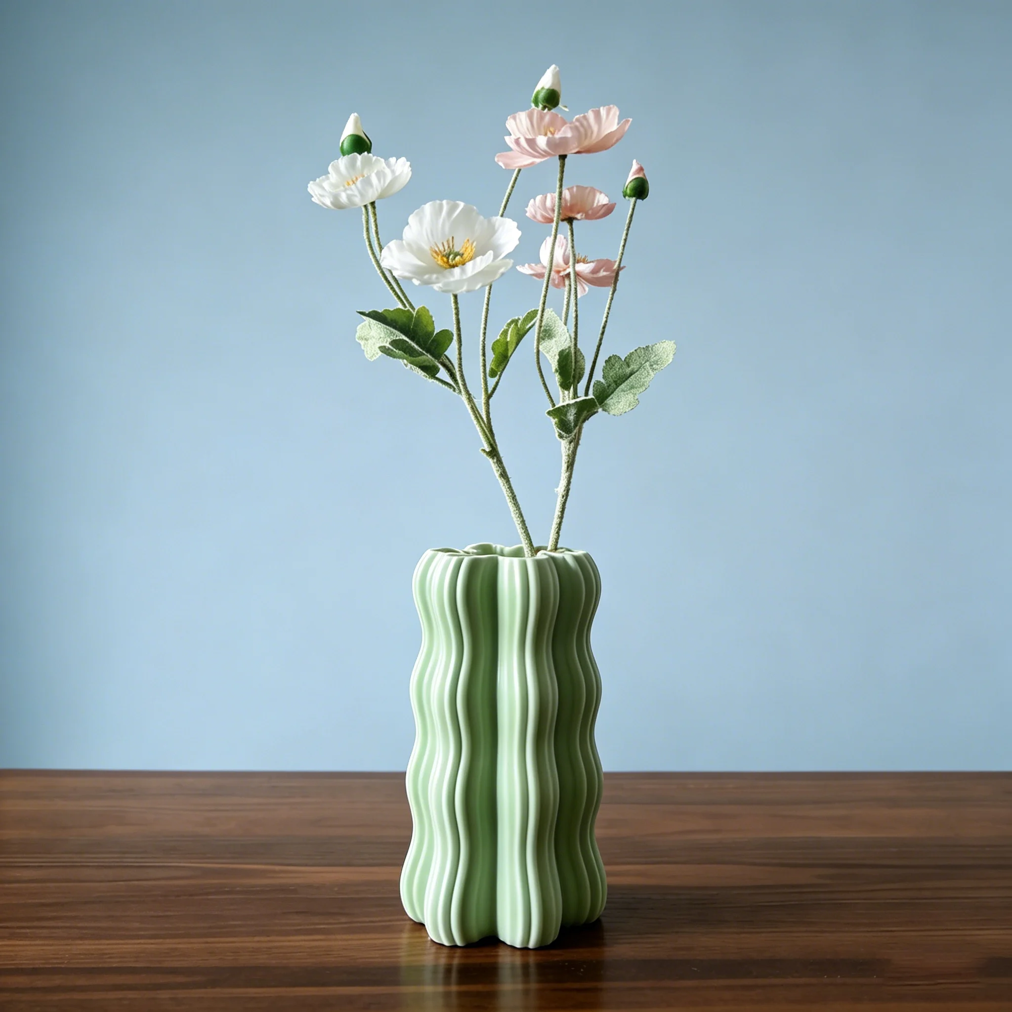 CV2622 Emerald Gradient Wave Ceramic Vase