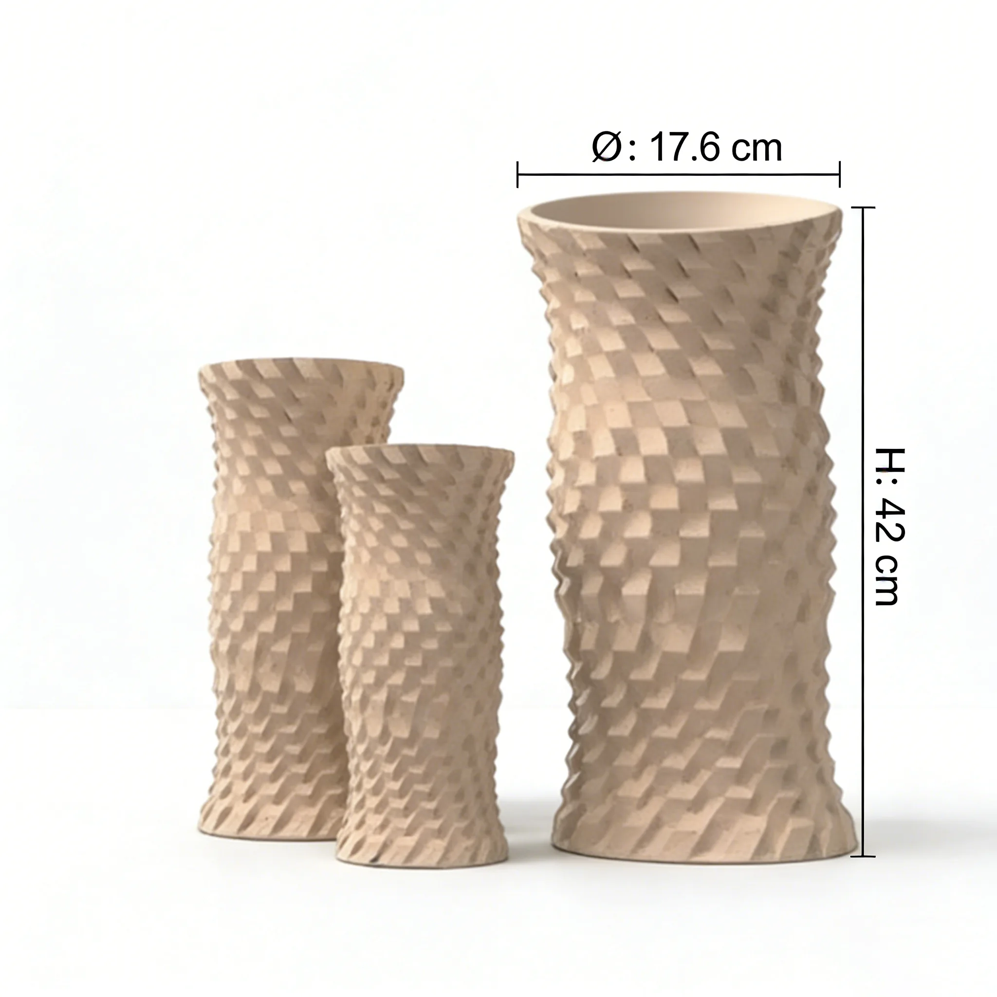 CV2611 Beige Checkerboard Ceramic Vase