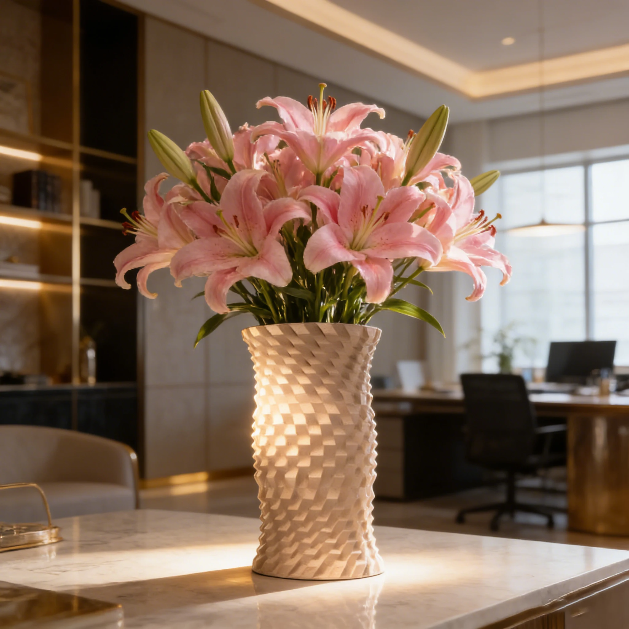 CV2611 Beige Checkerboard Ceramic Vase