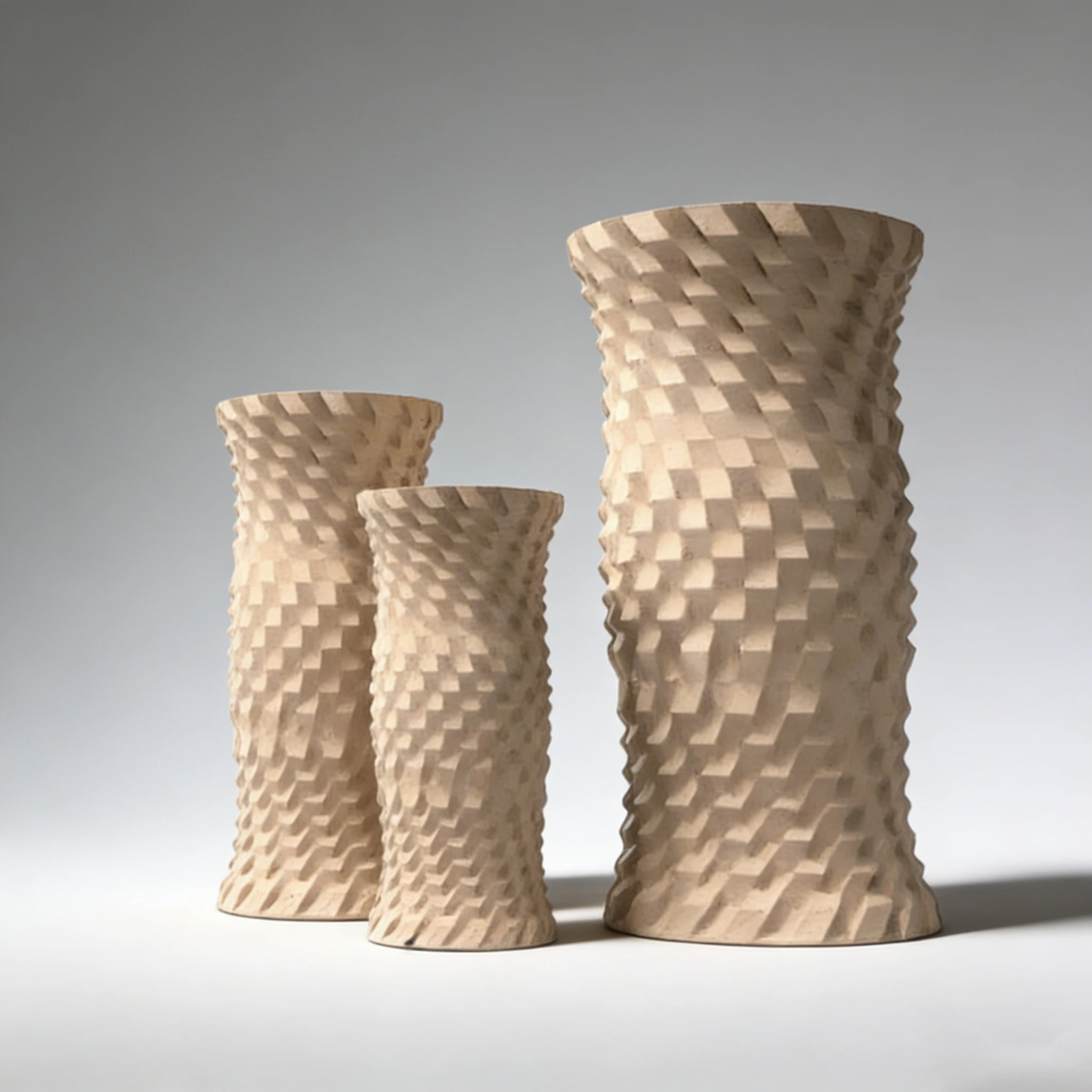 CV2611 Beige Checkerboard Ceramic Vase