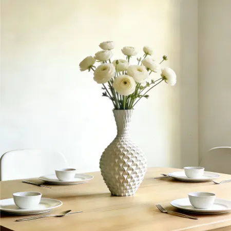CV2602 White Lattice Ceramic Vase