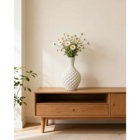 CV2602 White Lattice Ceramic Vase