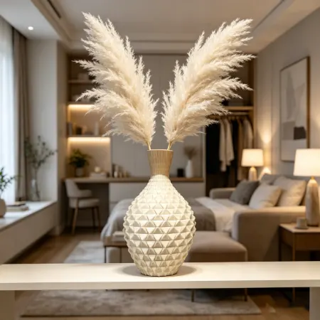 CV2602 White Lattice Ceramic Vase