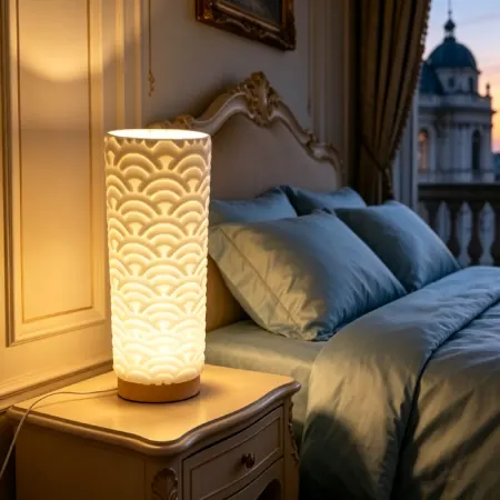 TL2502 Auspicious Cloud Cylinder 3D Printed Ceramic Table Lamp