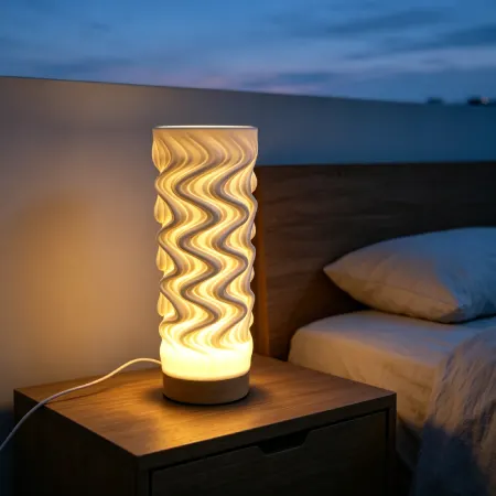 TL2501 Ripple Wave Cylinder 3D Printed Ceramic Table Lamp