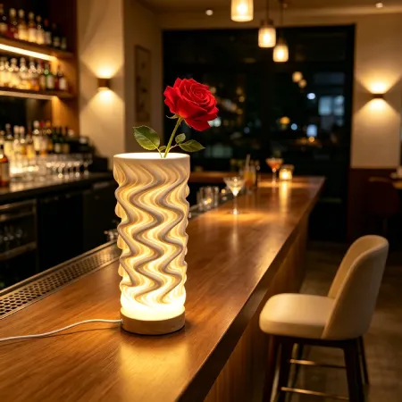 TL2501 Ripple Wave Cylinder 3D Printed Ceramic Table Lamp