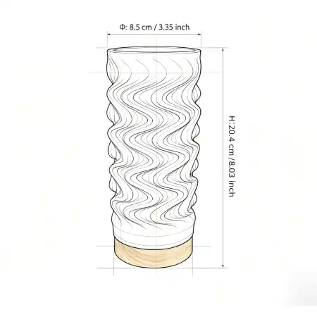 TL2501 Ripple Wave Cylinder 3D Printed Ceramic Table Lamp