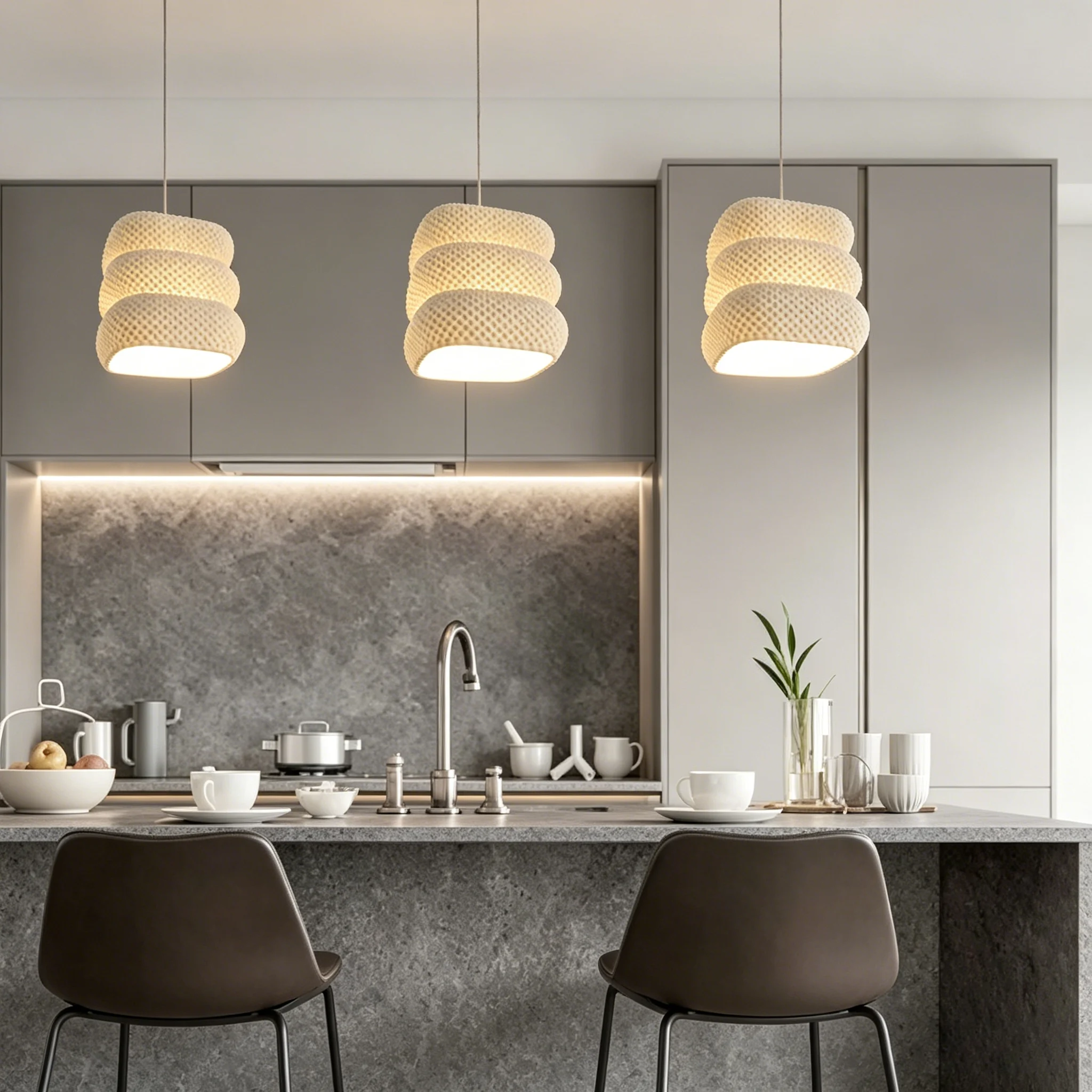 PL2506 Ceramic Spiral Cloud Pendant Light